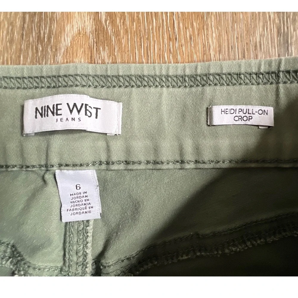 Nine‎ West Jeans Heidi Pull-On Crop Women 6 Green Stretch Elastic Waist Pants
